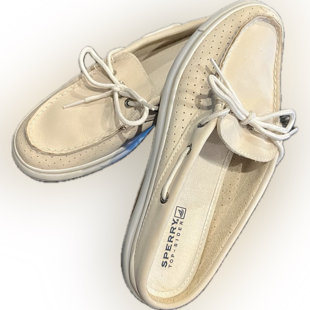 Sperry Top Sider Boat Shoe Leather Slide Cream 9M